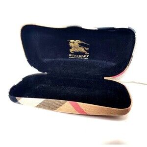 Burberry Eyeglasses Sunglasses Reading Glasses Case Clamshell Brown Plaid EMPTY